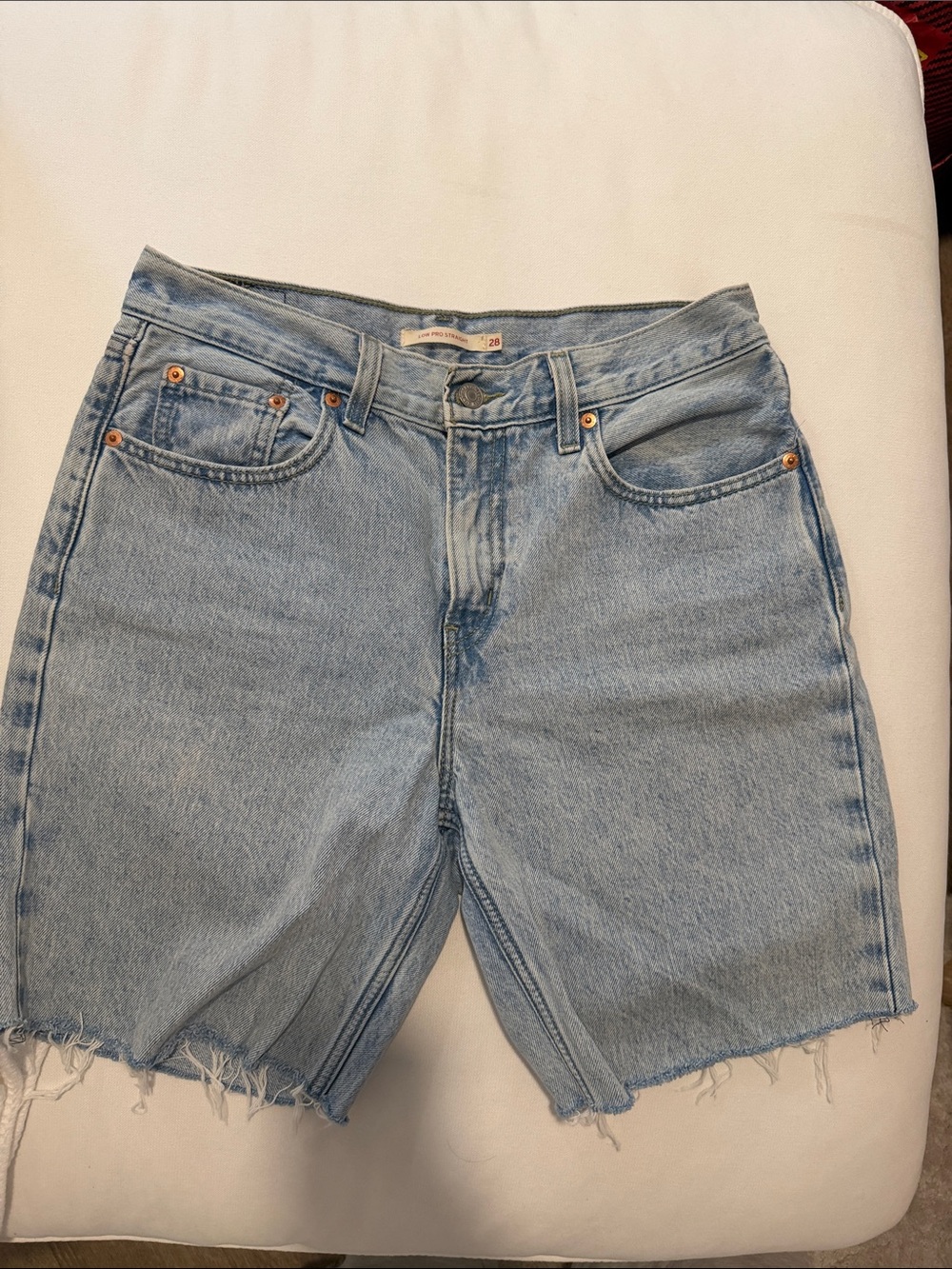 Levi's Low Pro Straight Cut-Off Denim Shorts Blue Waist 28